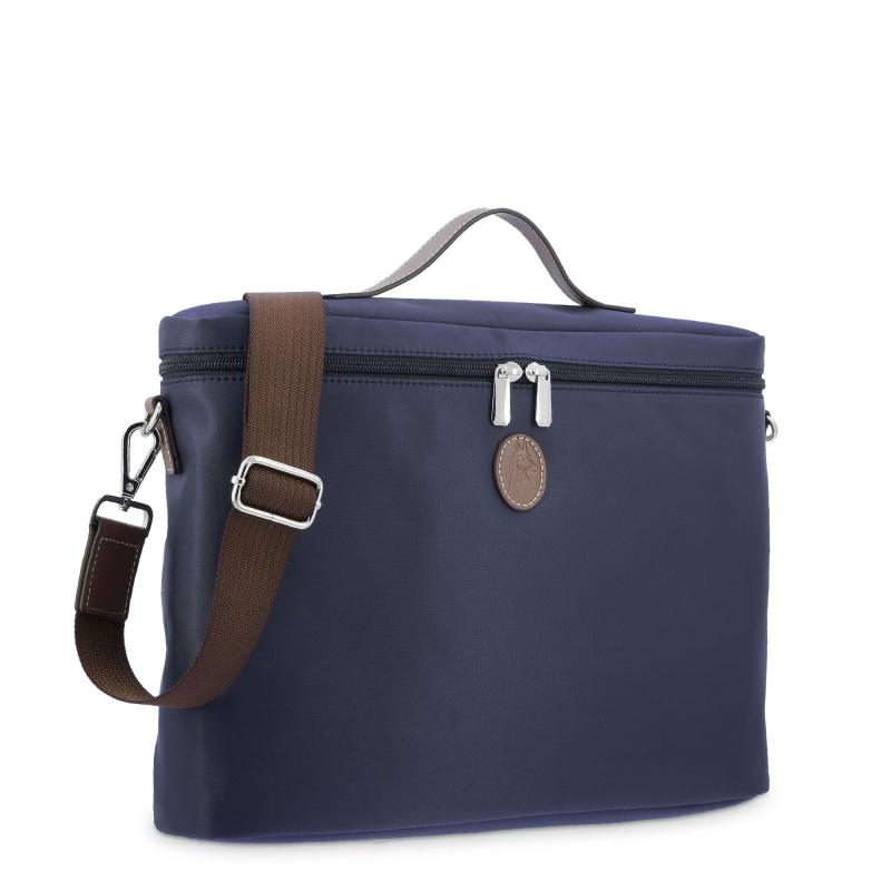 El Potro Carpeta Unisex En Lona Azul Y Piel Vacuno Color Cuero-Paris