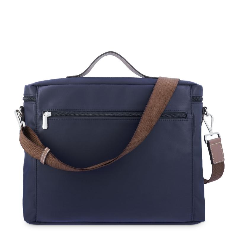 El Potro Carpeta Unisex En Lona Azul Y Piel Vacuno Color Cuero-Paris