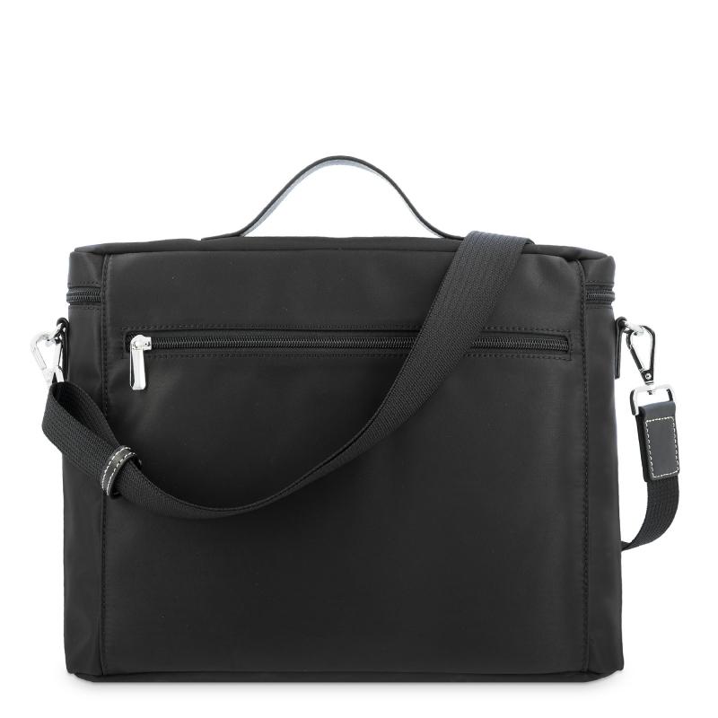 El Potro Carpeta Unisex En Lona Negro Y Piel Vacuno Color Negro-Paris