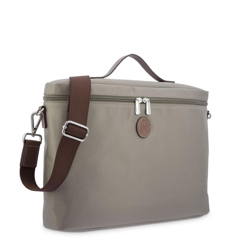 El Potro Carpeta Unisex En Lona Taupe Y Piel Vacuno Color Cuero-Paris