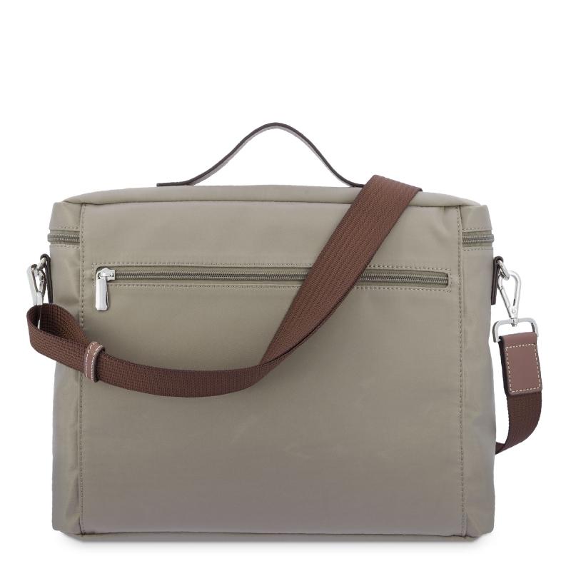 El Potro Carpeta Unisex En Lona Taupe Y Piel Vacuno Color Cuero-Paris