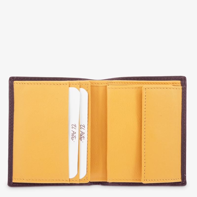 El Potro Cartera Billetera Con Monedero Interior Hombre En Piel Vacuno Color Marrón/mostaza Tribeca-El Potro
