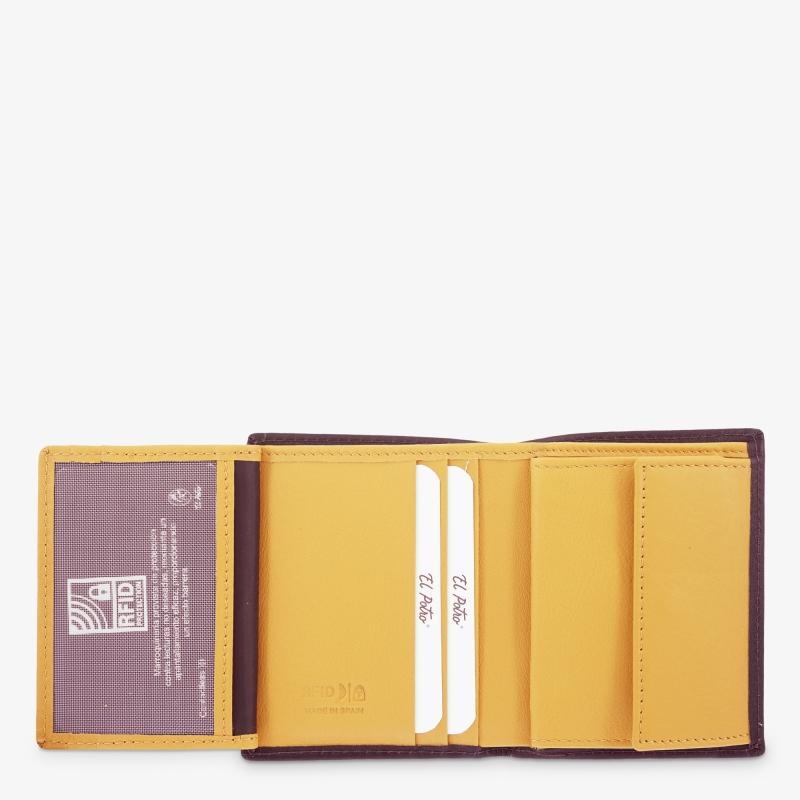 El Potro Cartera Billetera Con Monedero Interior Hombre En Piel Vacuno Color Marrón/mostaza Tribeca-El Potro