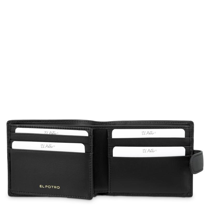 El Potro Cartera Billetera Tarjetero Con Monedero Exterior En Piel Vacuno Color Negro-El Potro