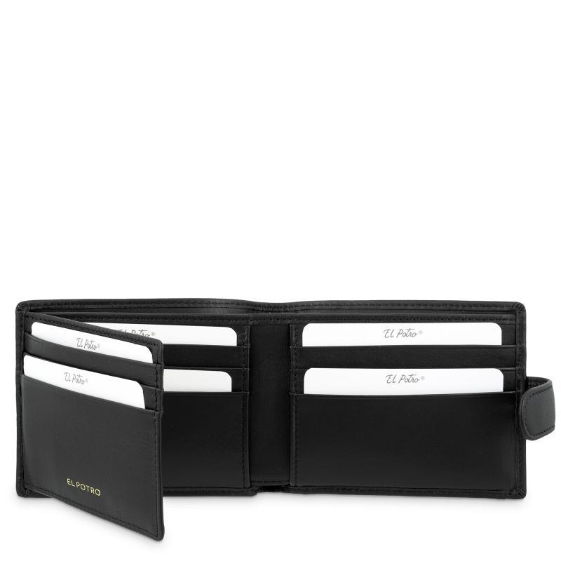 El Potro Cartera Billetera Tarjetero Con Monedero Exterior En Piel Vacuno Color Negro-El Potro