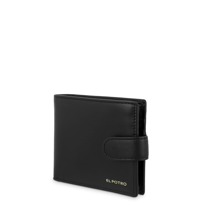El Potro Cartera Billetera Tarjetero Con Monedero Exterior En Piel Vacuno Color Negro-El Potro