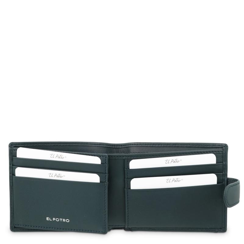 El Potro Cartera Billetera Tarjetero Con Monedero Exterior En Piel Vacuno Color Azul-El Potro