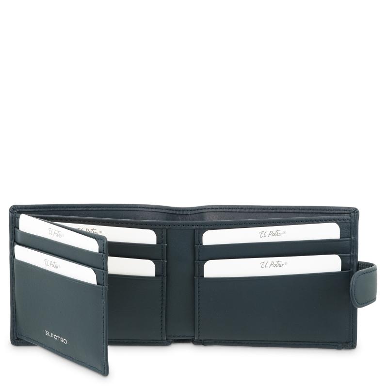 El Potro Cartera Billetera Tarjetero Con Monedero Exterior En Piel Vacuno Color Azul-El Potro
