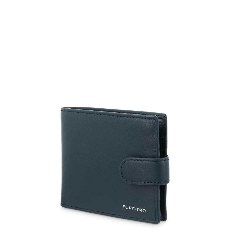 El Potro Cartera Billetera Tarjetero Con Monedero Exterior En Piel Vacuno Color Azul-El Potro
