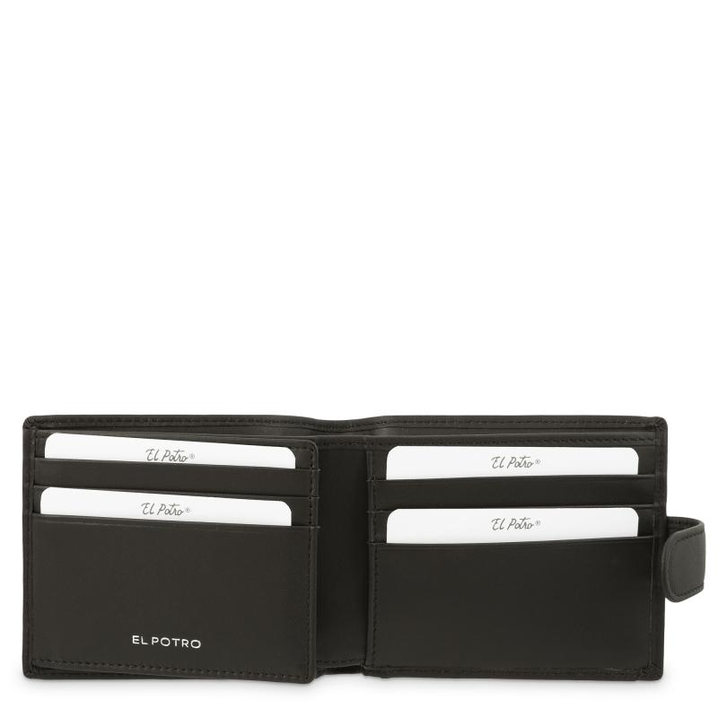 El Potro Cartera Billetera Tarjetero Con Monedero Exterior En Piel Vacuno Color Marrón-El Potro