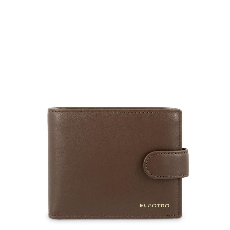 El potro Cartera billetera tarjetero con monedero Interior en piel vacuno color cuero-El Potro