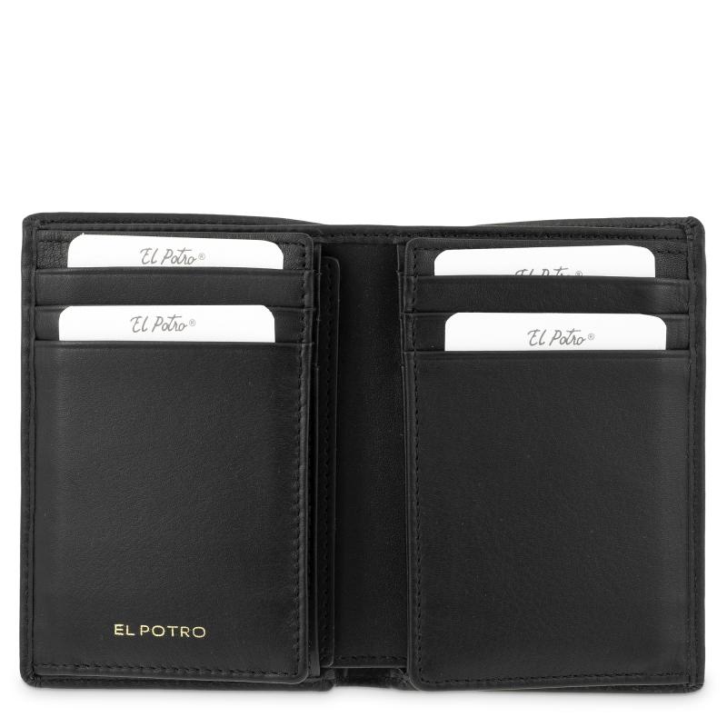 El Potro Cartera Billetera Tarjetero Grande De Hombre En Piel Vacuno Color Negro - ELPOTRO