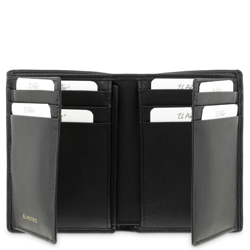 El Potro Cartera Billetera Tarjetero Grande De Hombre En Piel Vacuno Color Negro - ELPOTRO