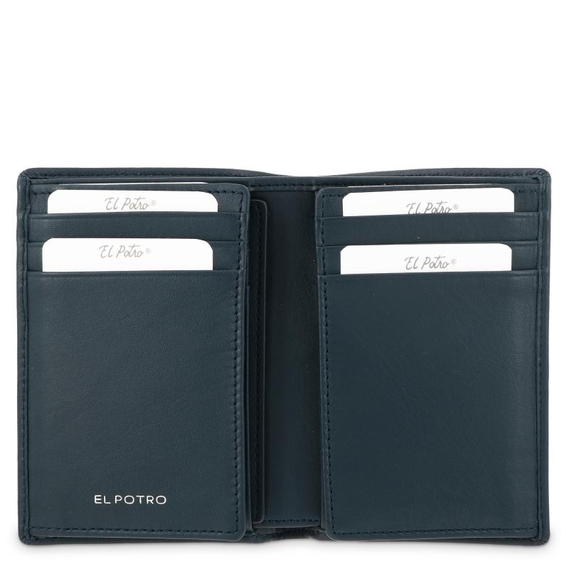 El Potro Cartera Billetera Tarjetero Grande De Hombre En Piel Vacuno Color Azul- ELPOTRO