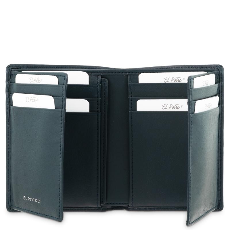 El Potro Cartera Billetera Tarjetero Grande De Hombre En Piel Vacuno Color Azul- ELPOTRO