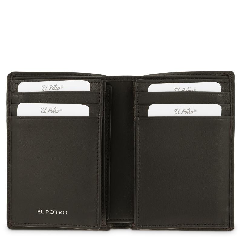 El Potro Cartera Billetera Tarjetero Grande De Hombre En Piel Vacuno Color Marrón- ELPOTRO