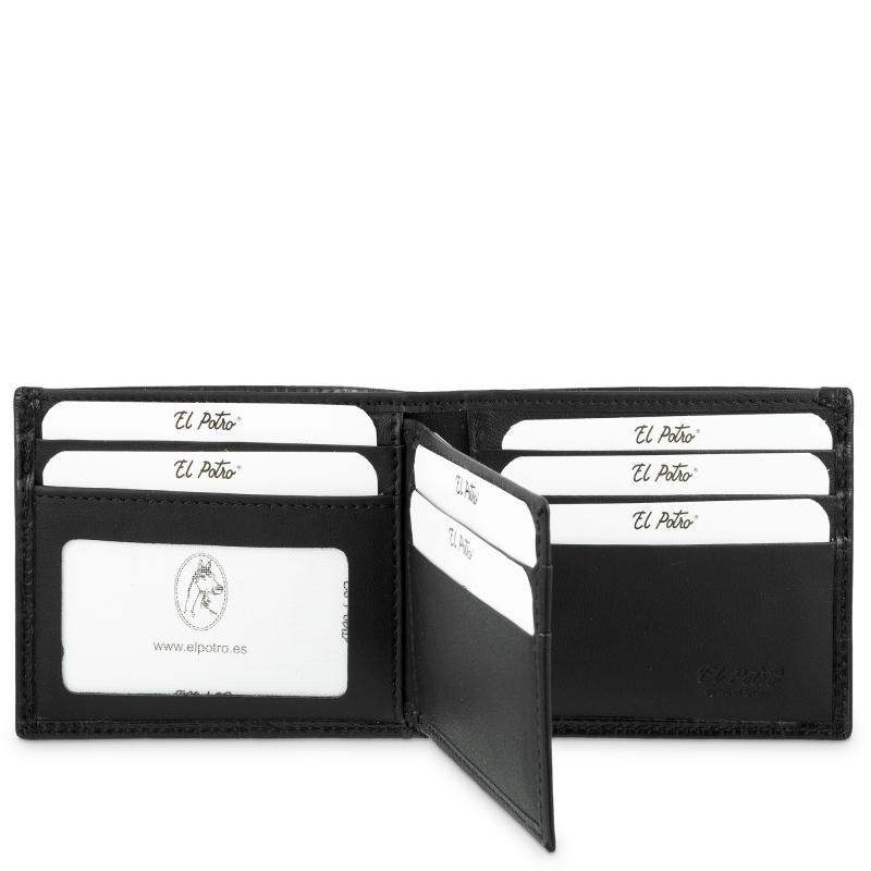 El Potro Cartera Billetera Tarjetero Hombre En Piel Vacuno Color Negro-Coco