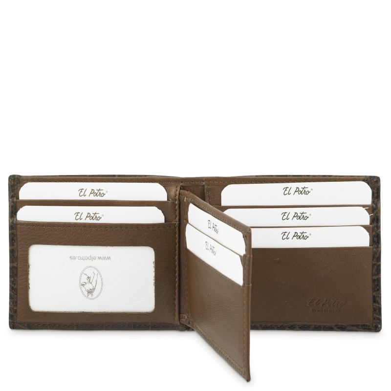 El Potro Cartera Billetera Tarjetero Hombre En Piel Vacuno Color Marrón-Coco