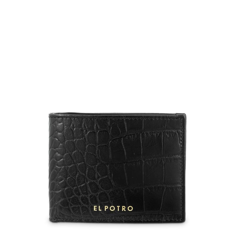El potro Cartera billetera tarjetero hombre en piel vacuno color negro-Coco