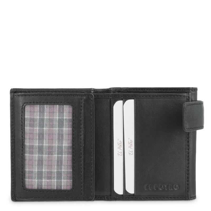 El Potro Cartera Con Monedero Exterior De Hombre En Piel Vacuno Negro Legitimo-E L P O T R O