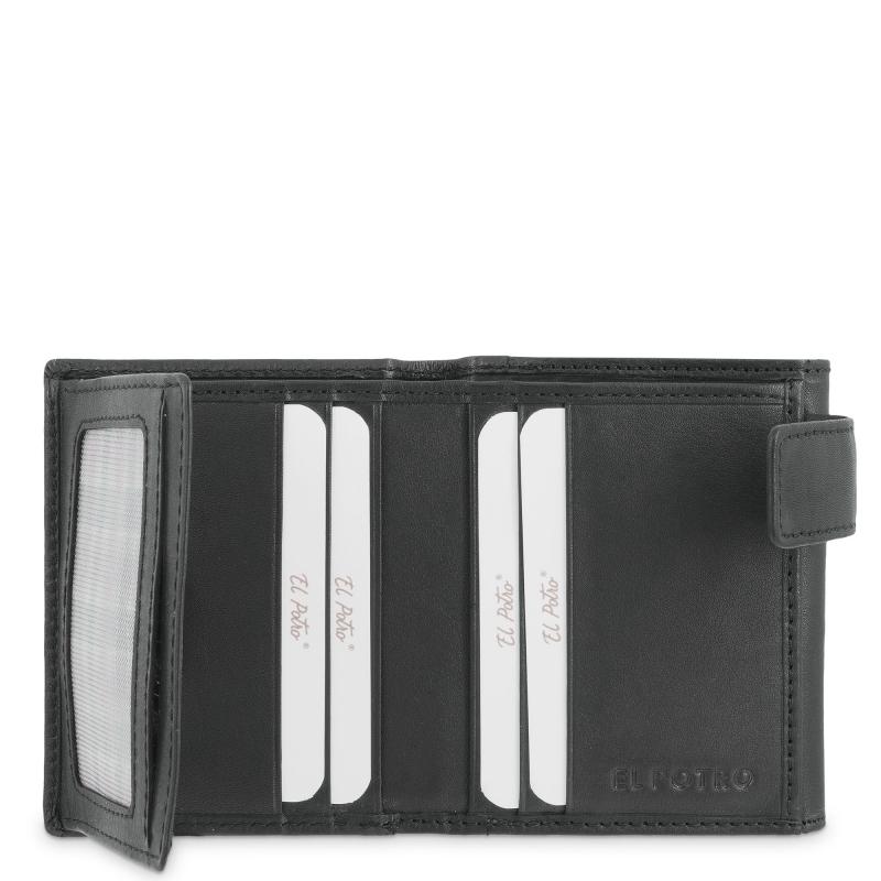 El Potro Cartera Con Monedero Exterior De Hombre En Piel Vacuno Negro Legitimo-E L P O T R O