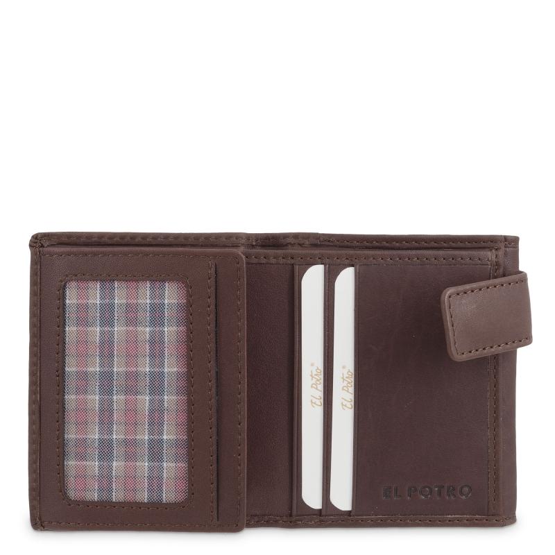 El Potro Cartera Con Monedero Exterior De Hombre En Piel Vacuno Marrón Legitimo-E L P O T R O