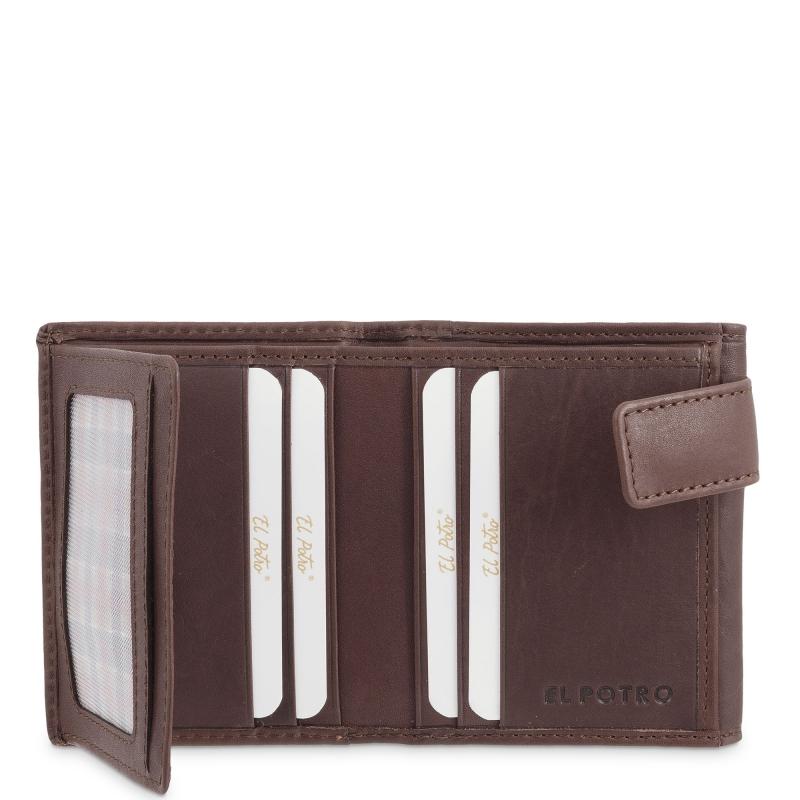 El Potro Cartera Con Monedero Exterior De Hombre En Piel Vacuno Marrón Legitimo-E L P O T R O