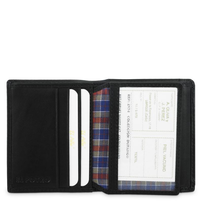 El Potro Cartera De Hombre Con Monedero Exterior En Piel Vacuno Color Negro - Durango