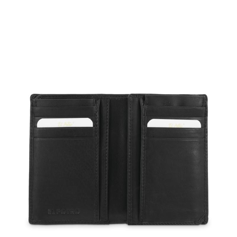 El Potro Cartera Grande Con Tarjeteros Exterior Hombre En Piel Vacuno Color Negro -Durango