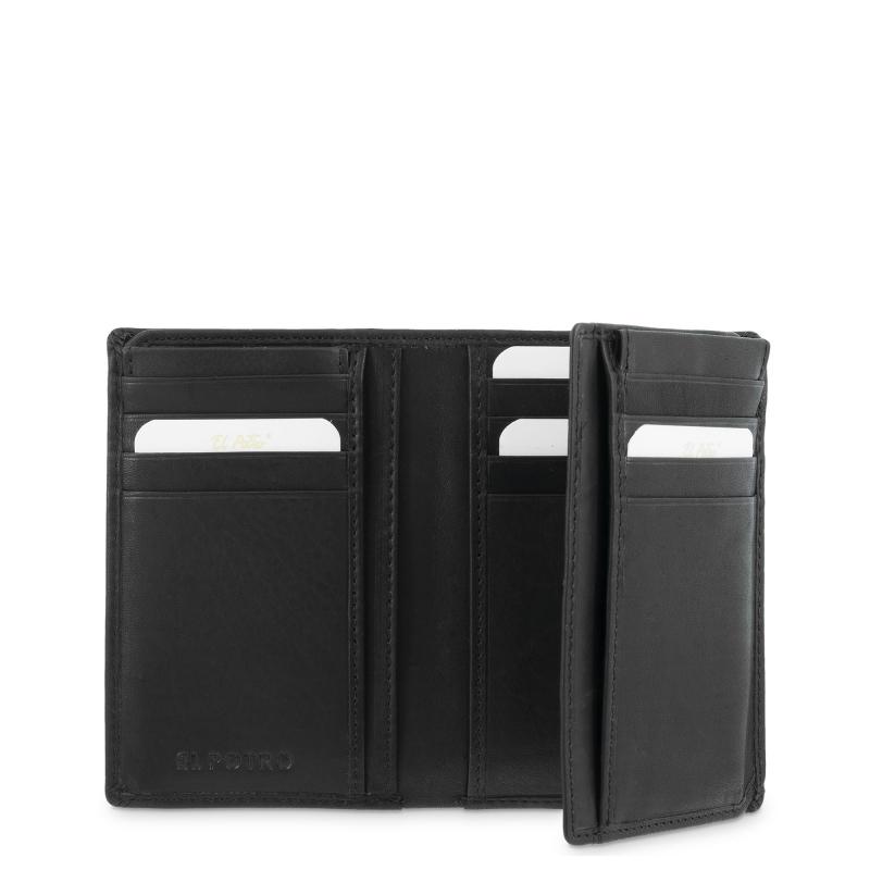 El Potro Cartera Grande Con Tarjeteros Exterior Hombre En Piel Vacuno Color Negro -Durango
