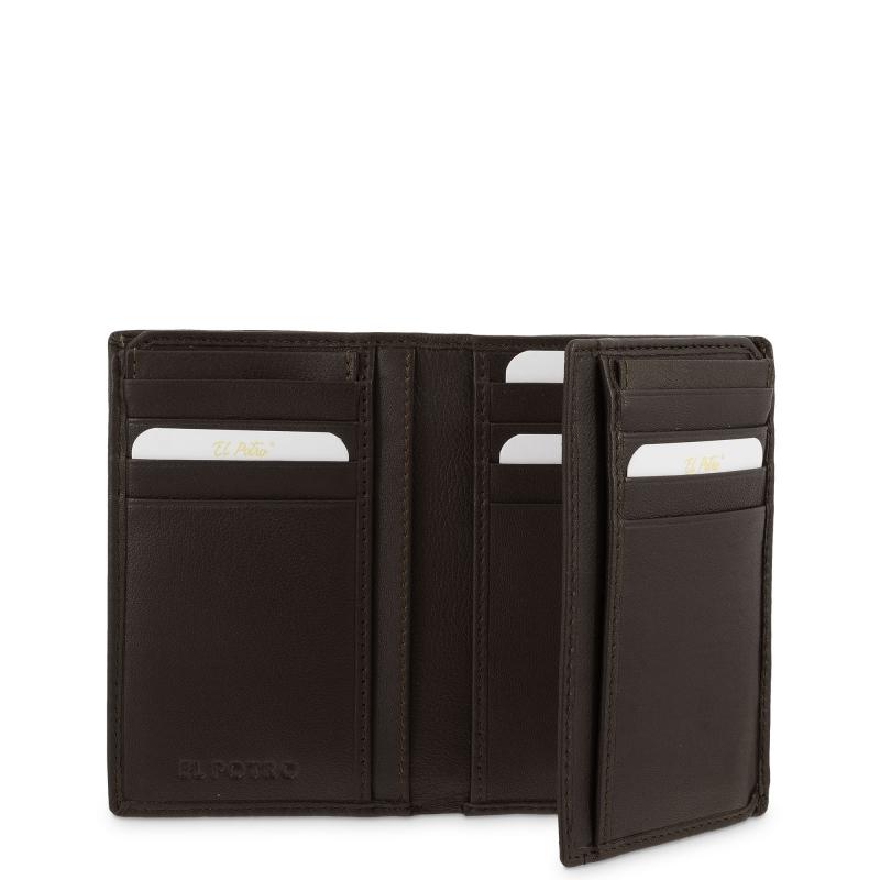 El Potro Cartera Grande Con Tarjeteros Exterior Hombre En Piel Vacuno Color Marrón -Roma
