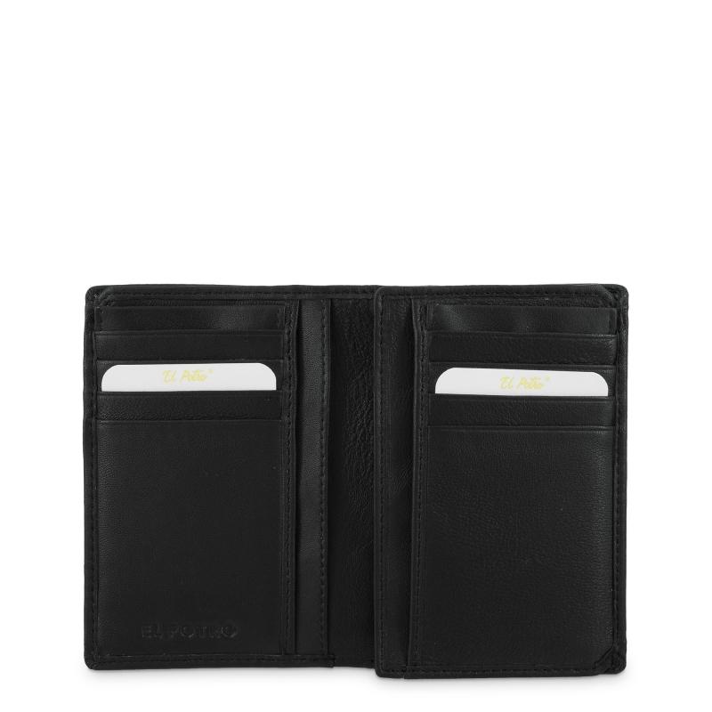El Potro Cartera Grande Con Tarjeteros Exterior Hombre En Piel Vacuno Color Negro -Roma