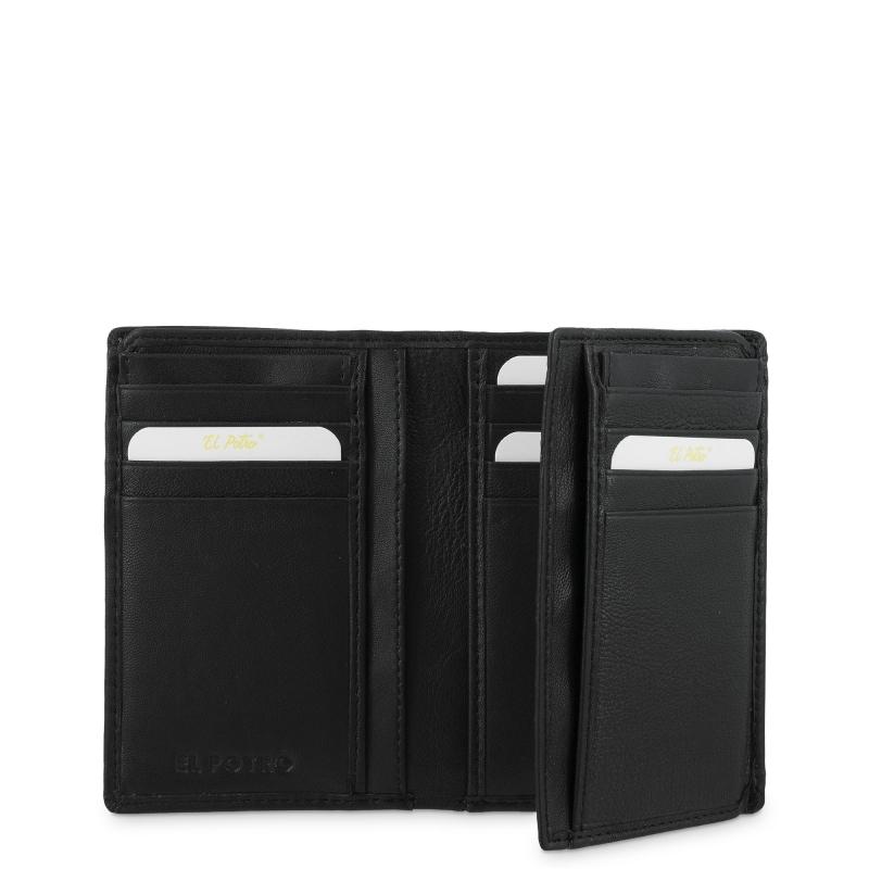 El Potro Cartera Grande Con Tarjeteros Exterior Hombre En Piel Vacuno Color Negro -Roma