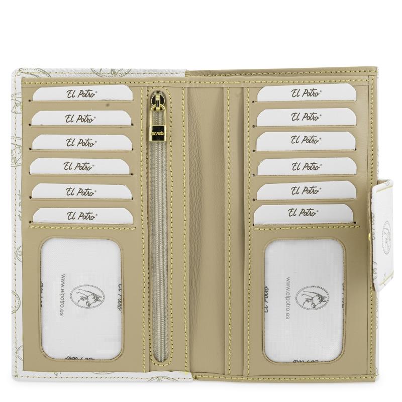 El Potro Cartera Grande Mujer En Lona Y Piel Vacuno Color Blanco- Vintage