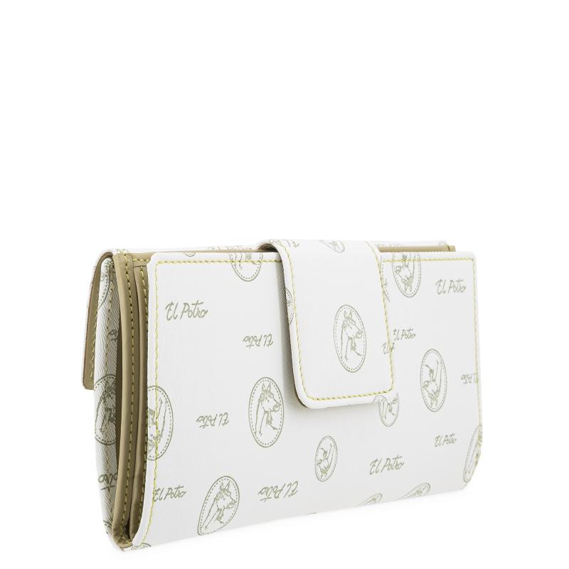 El Potro Cartera Grande Mujer En Lona Y Piel Vacuno Color Blanco- Vintage