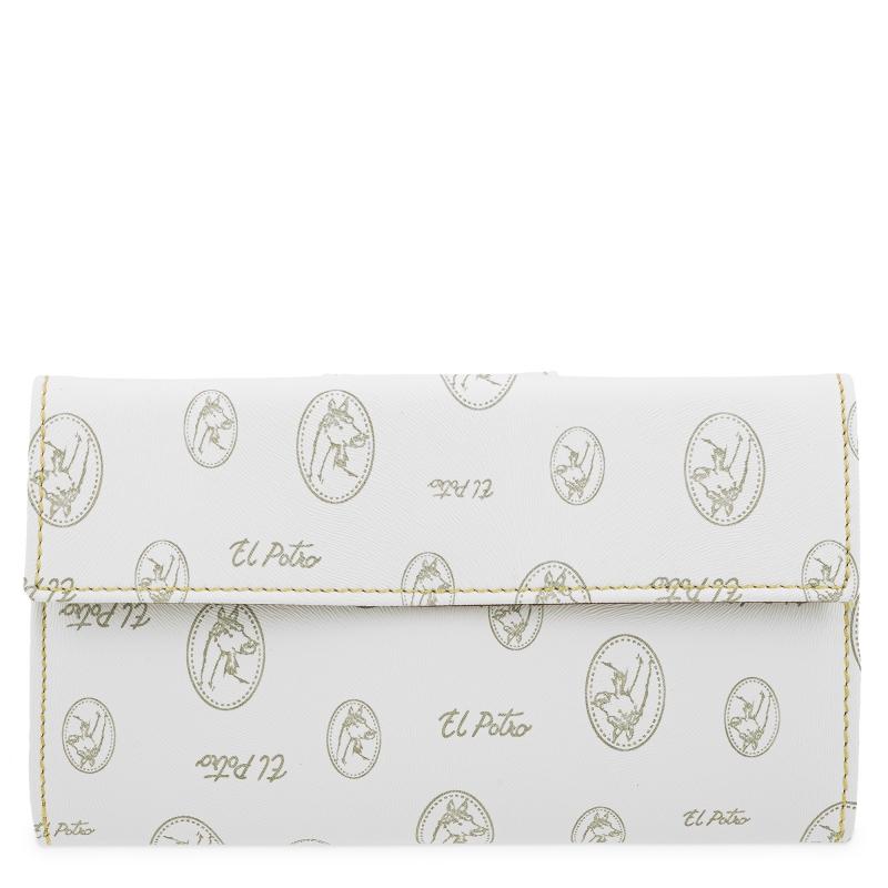 El Potro Cartera Grande Mujer En Lona Y Piel Vacuno Color Blanco- Vintage