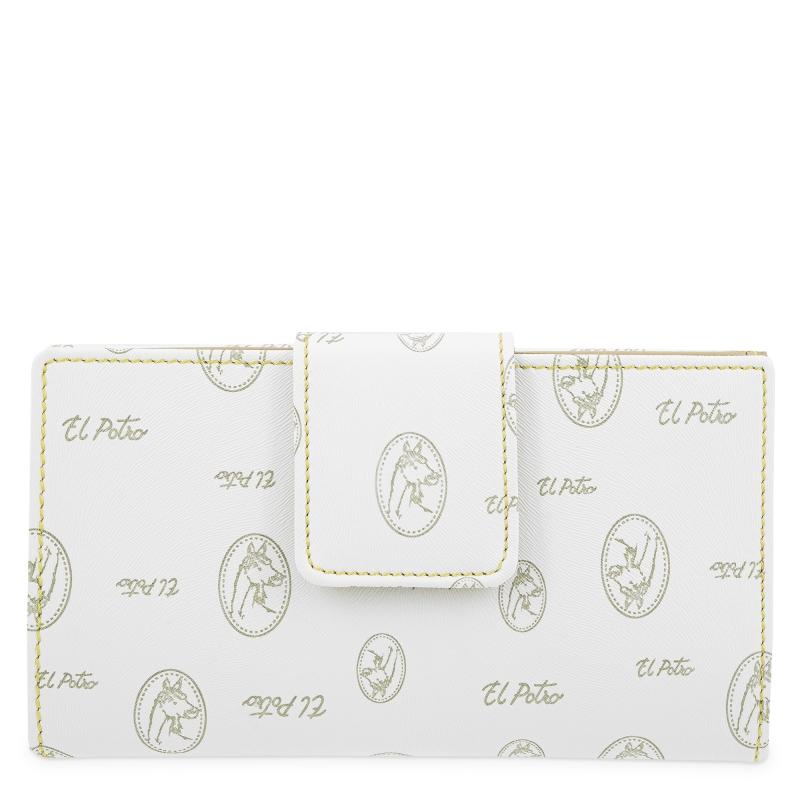 El potro Cartera grande mujer en lona y piel vacuno color blanco- Vintage