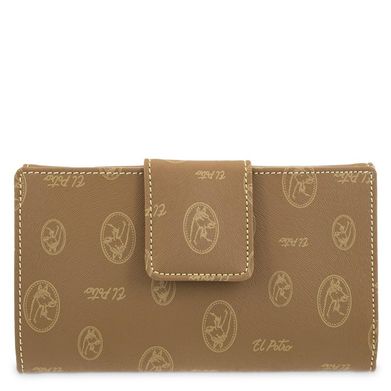 El potro Cartera grande mujer en lona y piel vacuno color cuero - Vintage