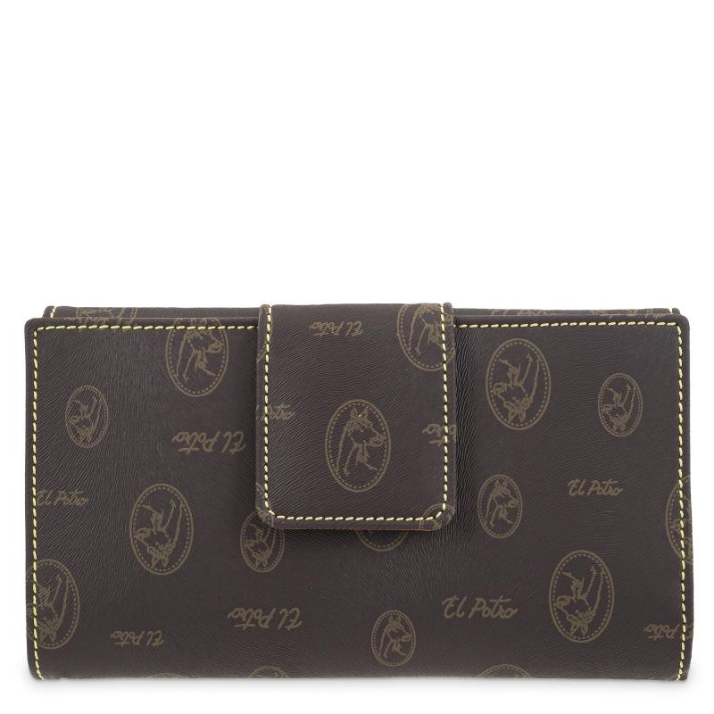 El potro Cartera grande mujer en lona y piel vacuno color marrón - Vintage