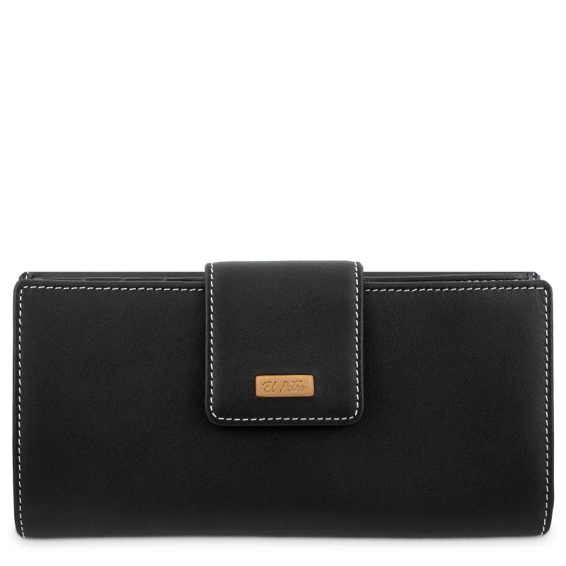 El potro Cartera grande mujer en piel vacuno color negro-El Potro