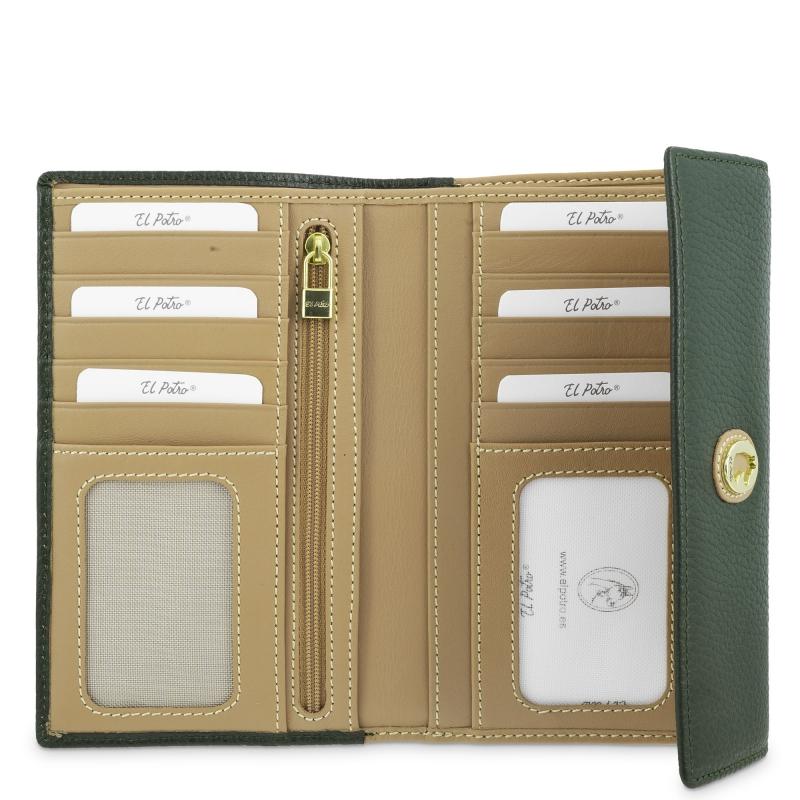 El potro Cartera grande mujer en piel vacuno color verde-El Potro