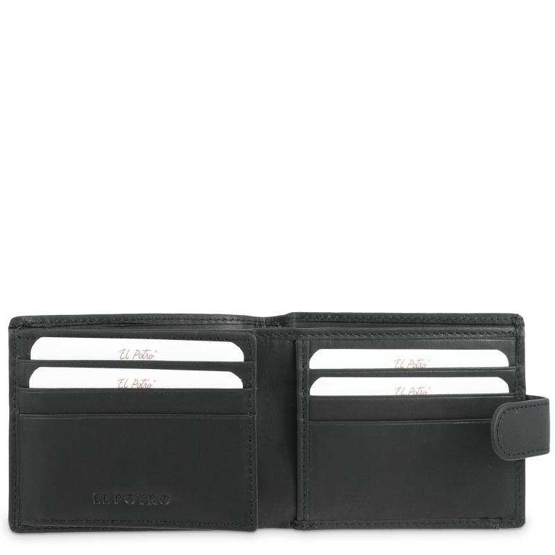 El Potro Cartera Monedero Exterior De Hombre En Piel Vacuno Negro Legitimo-E L P O T R O