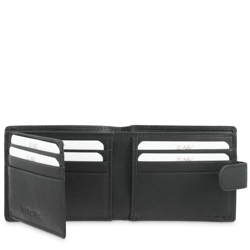 El Potro Cartera Monedero Exterior De Hombre En Piel Vacuno Negro Legitimo-E L P O T R O