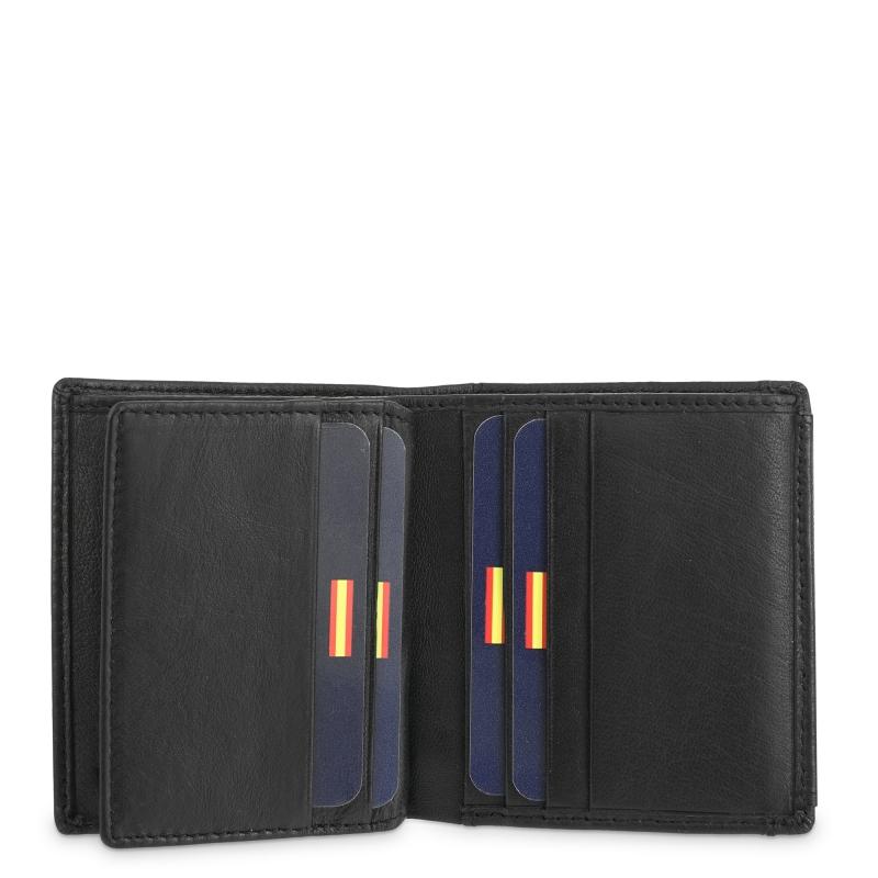 El Potro Cartera Monedero Exterior Y Tarjeteros Hombre En Piel Vacuno Negro-Roma