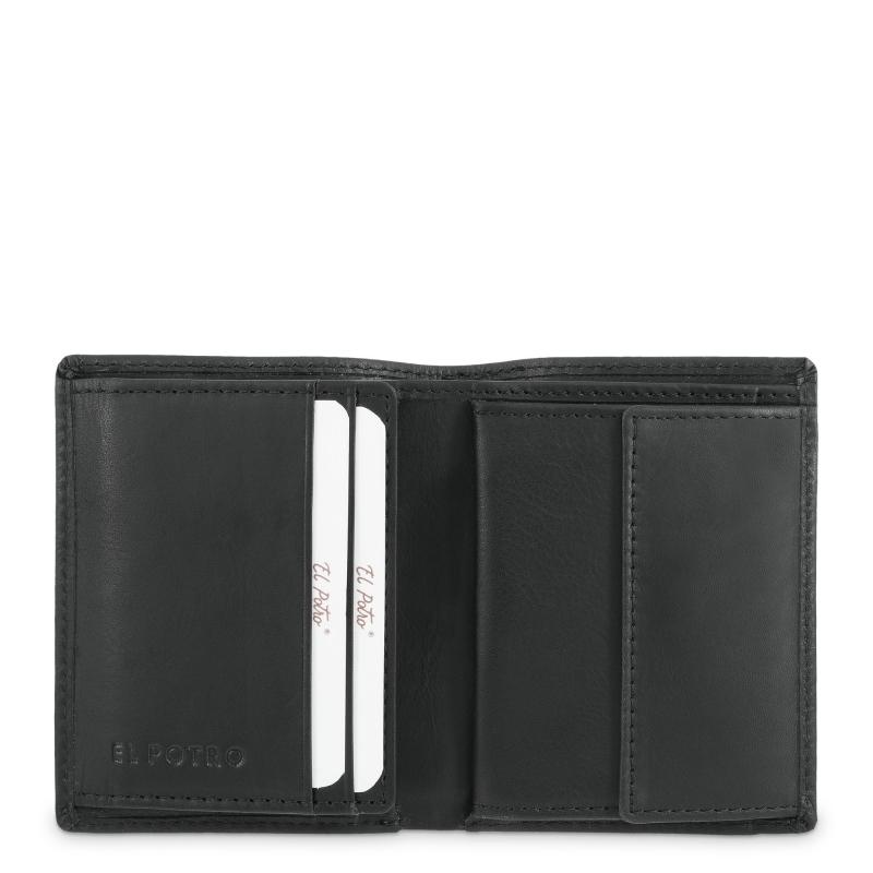 El Potro Cartera Monedero Interior De Hombre En Piel Vacuno Negro Legitimo-E L P O T R O