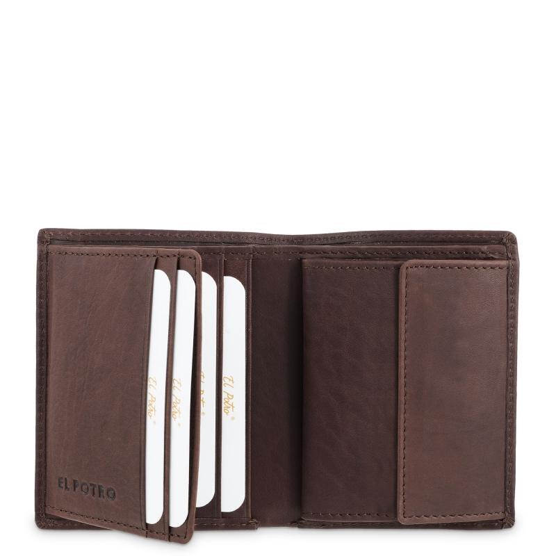 El Potro Cartera Monedero Interior De Hombre En Piel Vacuno Marrón Legitimo-E L P O T R O