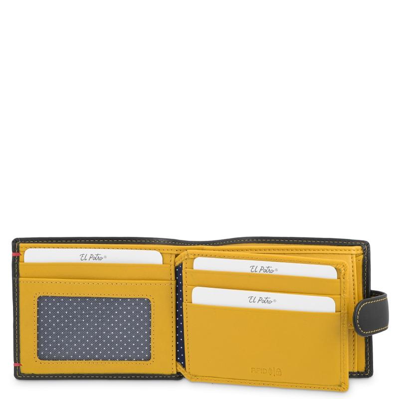 El Potro Cartera Monedero Interior De Hombre En Piel Vacuno Negro -E L P O T R O