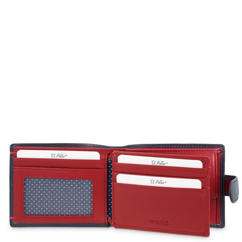 El Potro Cartera Monedero Interior De Hombre En Piel Vacuno Azul-E L P O T R O