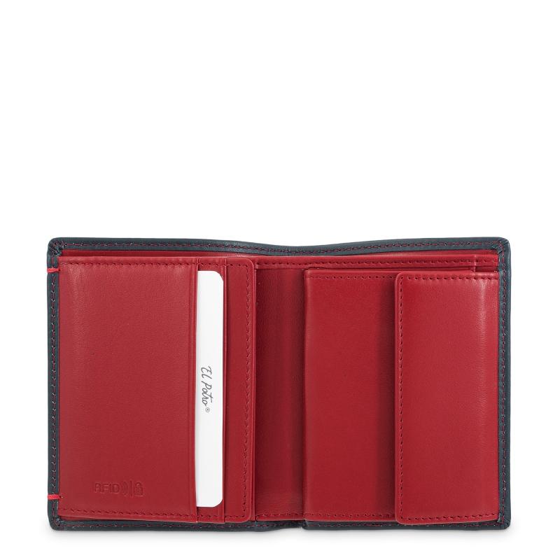 El Potro Cartera Monedero Interior De Hombre En Piel Vacuno Azul-E L P O T R O