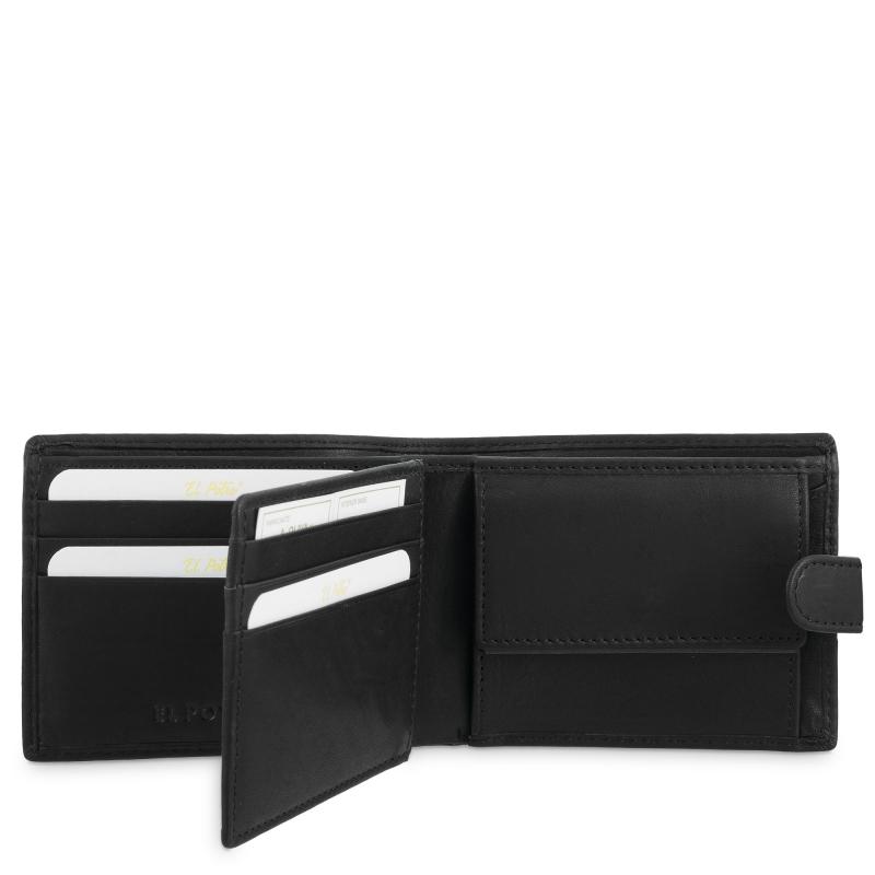 El Potro Cartera Monedero Interior De Hombre En Piel Vacuno Negro-Durango